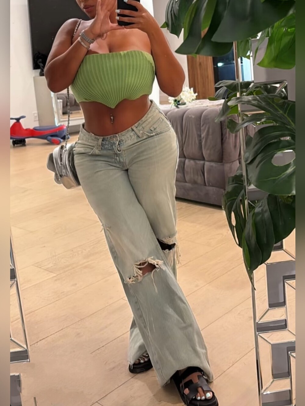 Light Blue Distressed Women Jeans